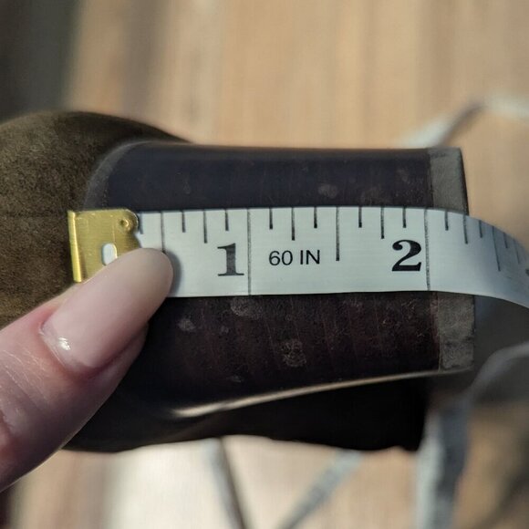 Stuart Weitzman Suede Tassel Heels | Olive Green | Loafer Style - Picture 11 of 11